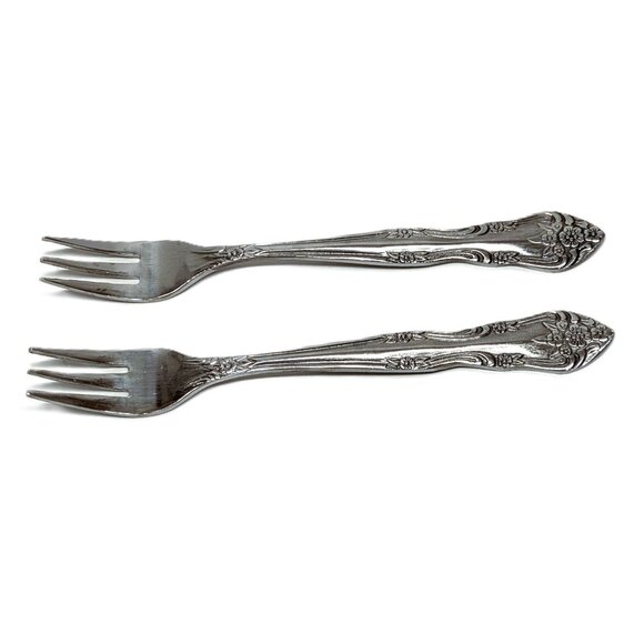 Stanley Rogers Dream Rose Cocktail Fork Lot x2 Stainless Seafood Discontinued - Picture 1 of 7